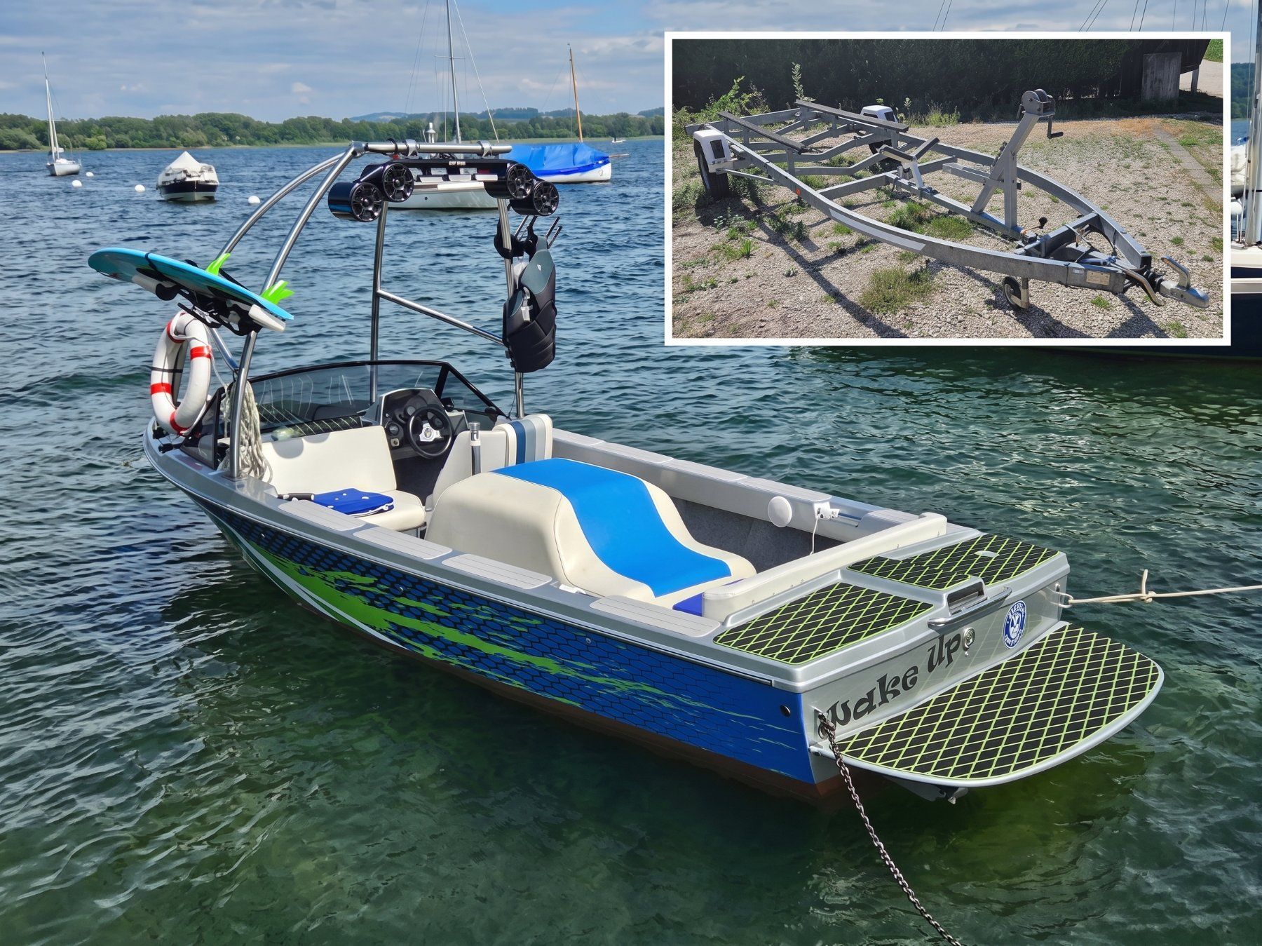 Schweizer Barche: HERBST-SCHNÄPPCHEN Wakeboard-Boot inkl. Trailer – Usato da Môtier (Vully) venduto da K.U.M.