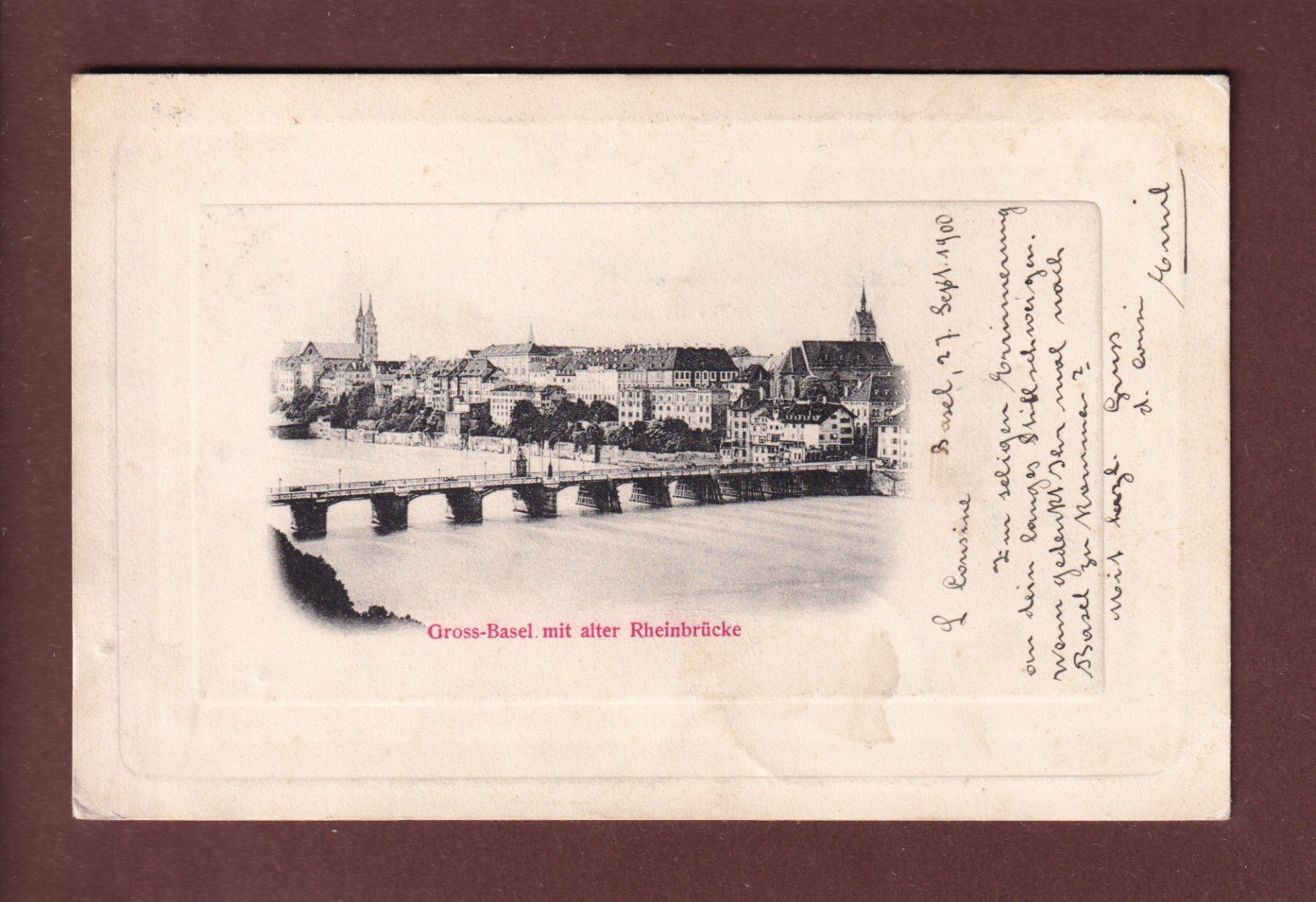 Cartoline postali: Gross-BASEL mit alter Rheinbrücke - 1900 – Usato da Pully venduto da nicecards
