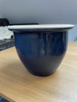 Blumentopf Terrakotta blau glasiert winterhart DM 19 cm