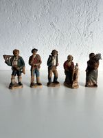 5 handgeschnitzte Holzfiguren SIC Frankreich 18 cm Bauern