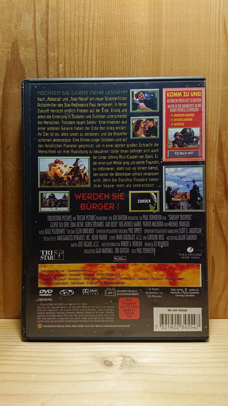 Tutti i DVDs: STARSHIP TROOPERS DVD – Usato da Wilderswil venduto da Exebub 1