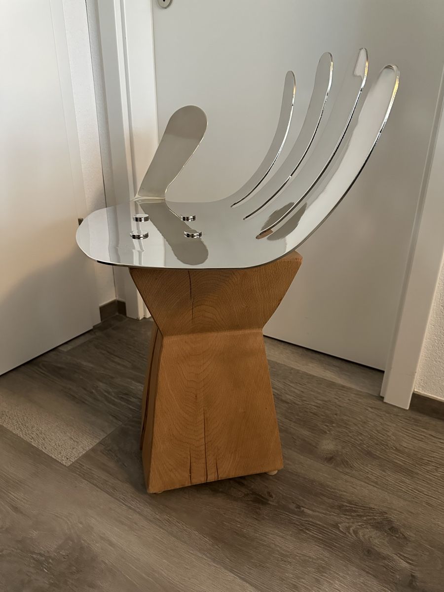 Hocker: Designer Stuhl, Edelstahl Sumpfeiche – Gebraucht aus Gossau SG von luckyluke22 5