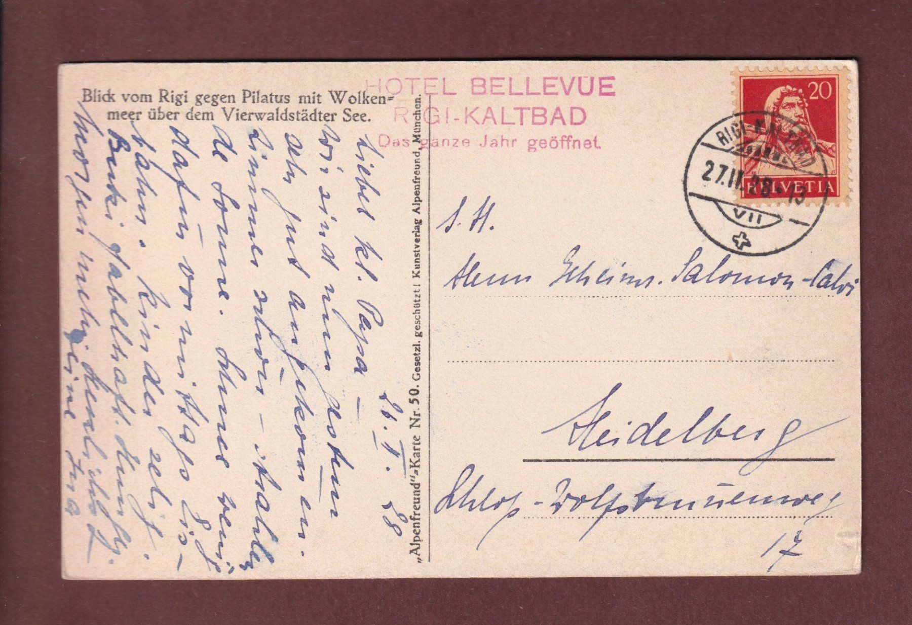 Ansichtskarten: RIGI-Ausblick - 1928 – Gebraucht aus Pully von nicecards-shop 1