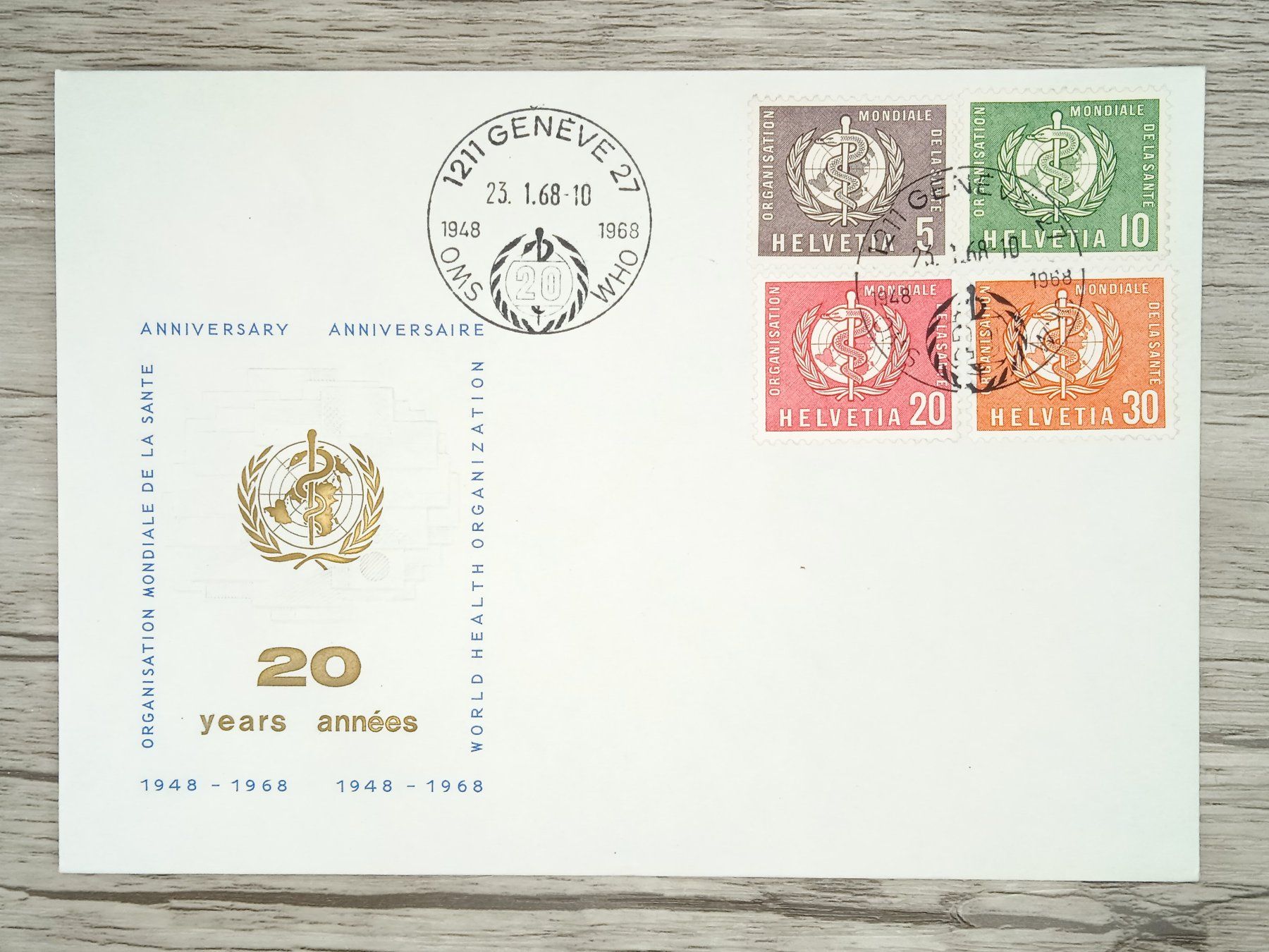 Tutti i francobolli: TR100 Enveloppe Suisse + Timbre 1968 – Usato da Cousset venduto da Patrick_Collections