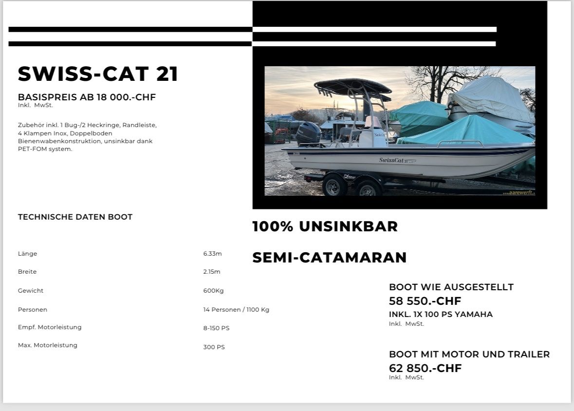 Yamaha Boote: Mororboot Swiss Cat 21 mit 100PS Yamaha – Neu (gemäss Beschreibung) aus Solothurn von Eduka72 5
