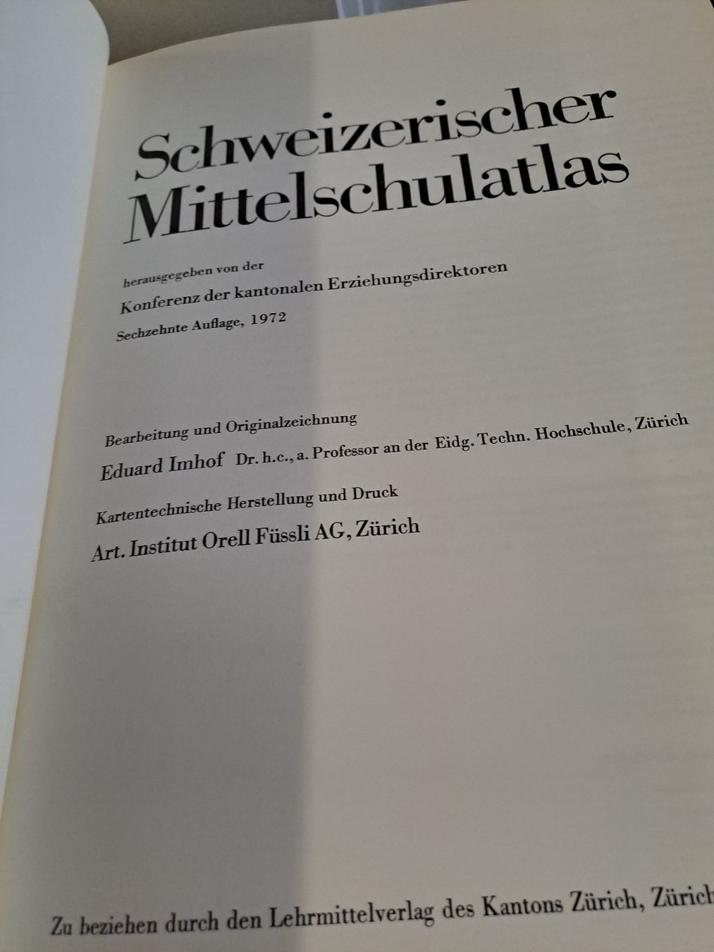 Libri: Schweizerischer Mittelschulatlas von Eduard Imhof – Usato da Zürich venduto da Schoebi19 2
