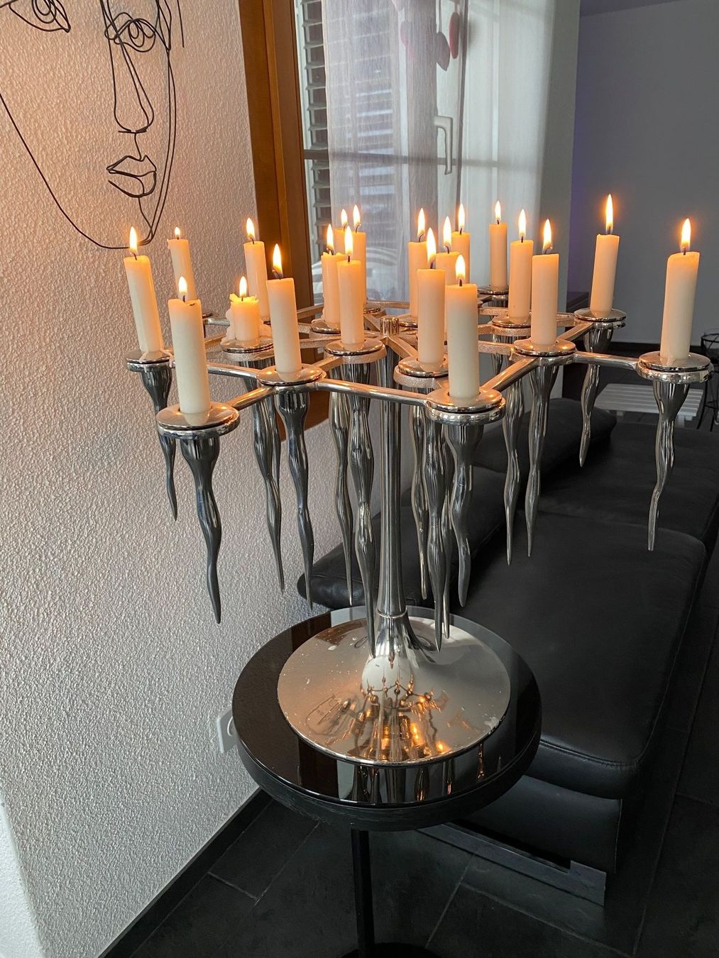 Kerzenständer: Designer Kerzenständer 20 Arme Chromstahl – Neu (gemäss Beschreibung) aus Goldau von Rjn 3