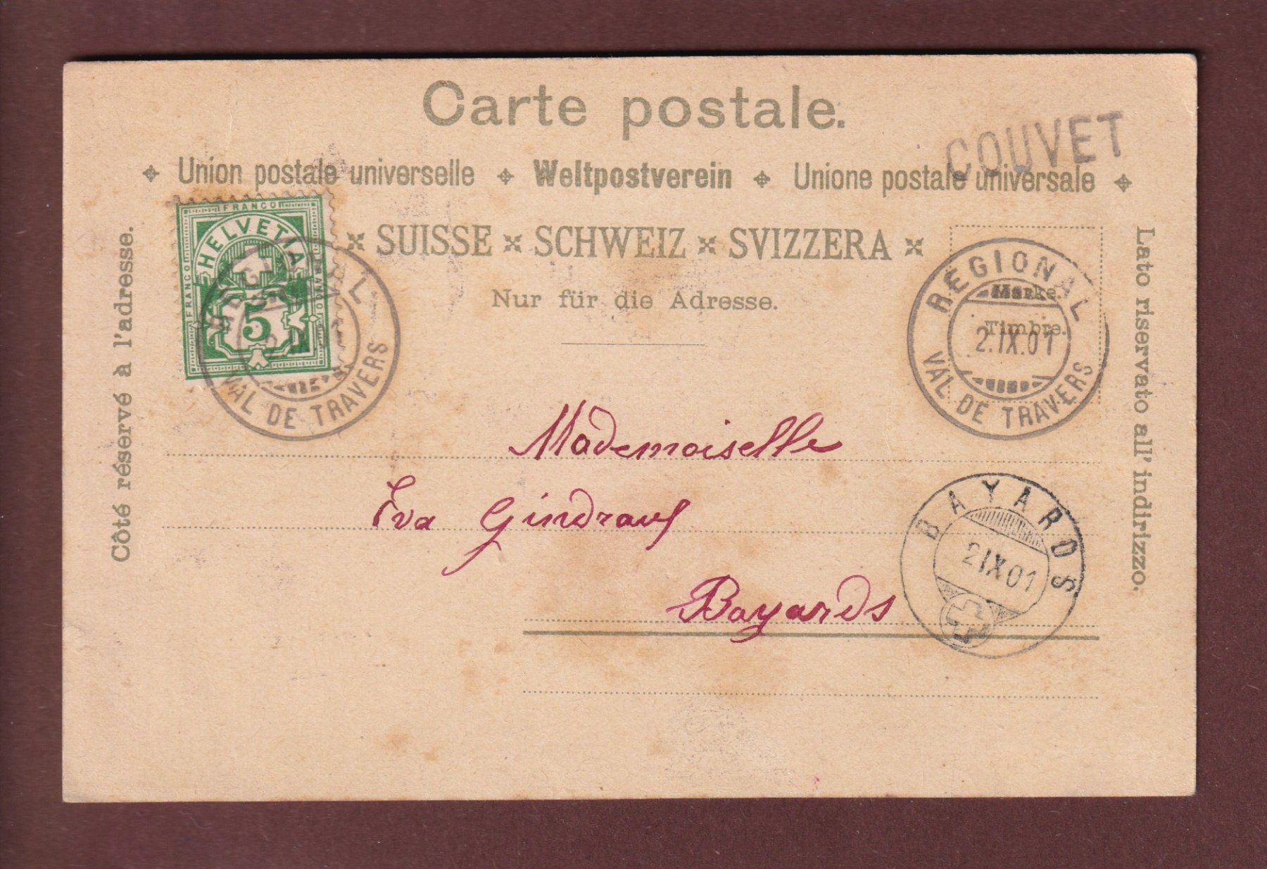Cartoline postali: Souvenir de NEUCHÂTEL - 1901 Litho – Usato da Pully venduto da nicecards 1