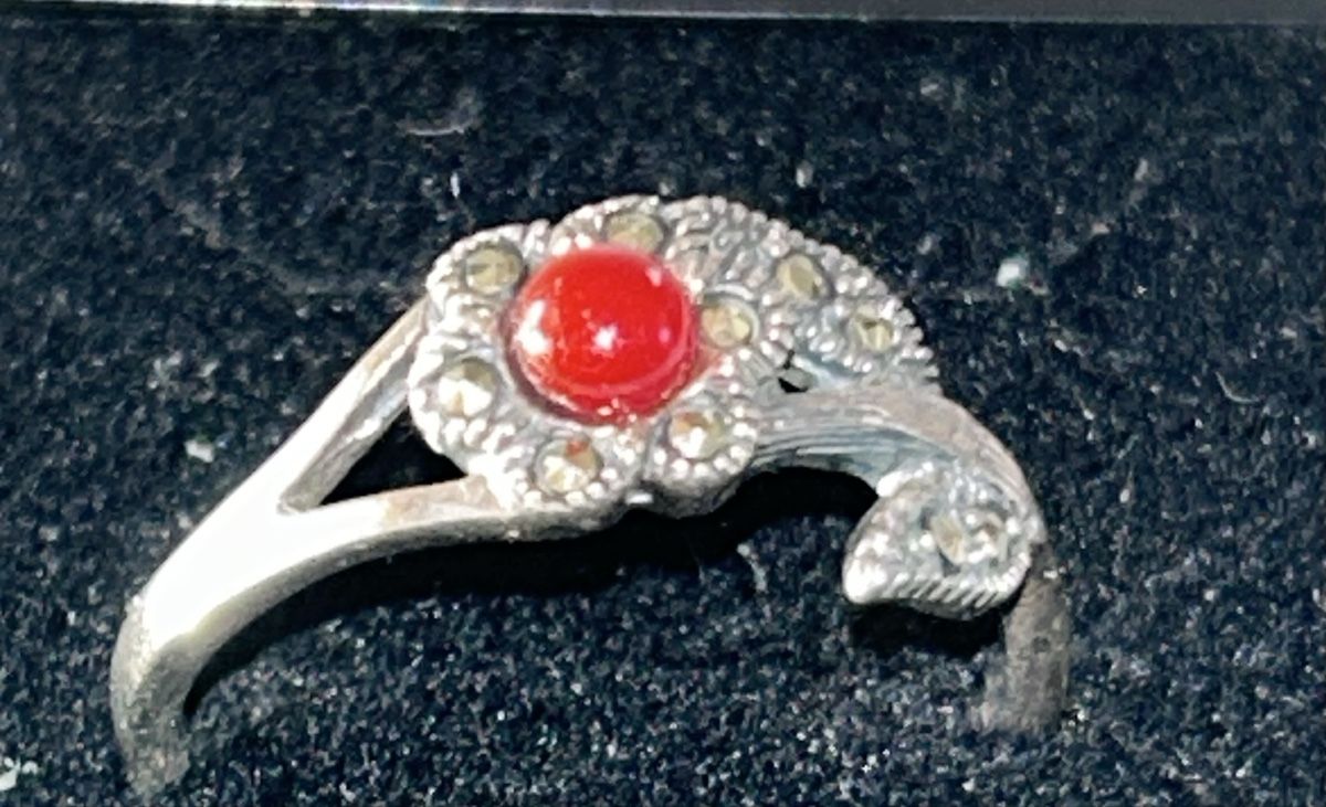 Anelli: Roter Vintage Ring, 925 Silber, Grösse 56 – Usato da Düdingen venduto da Reconflo 1