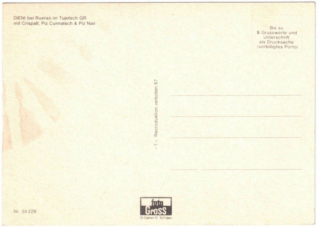 Cartoline postali: Dieni - Dieni mit Skilift Milez – Usato da Binningen venduto da Mountainrider 1