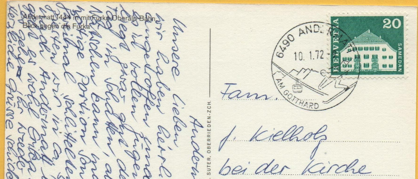 Cartoline postali: ANDERMATT mit Furka-Oberalp-Bahn – Usato da Jona venduto da philajona 1