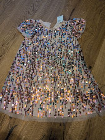 Kleid H&M rosa mit Pailletten Grösse 134 neu
