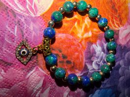 Azurit-Malachit Armband mit Nazar Auge