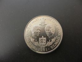 Guernsey 25 New Pence 1981 Wedding Prince Charles Lady Diana