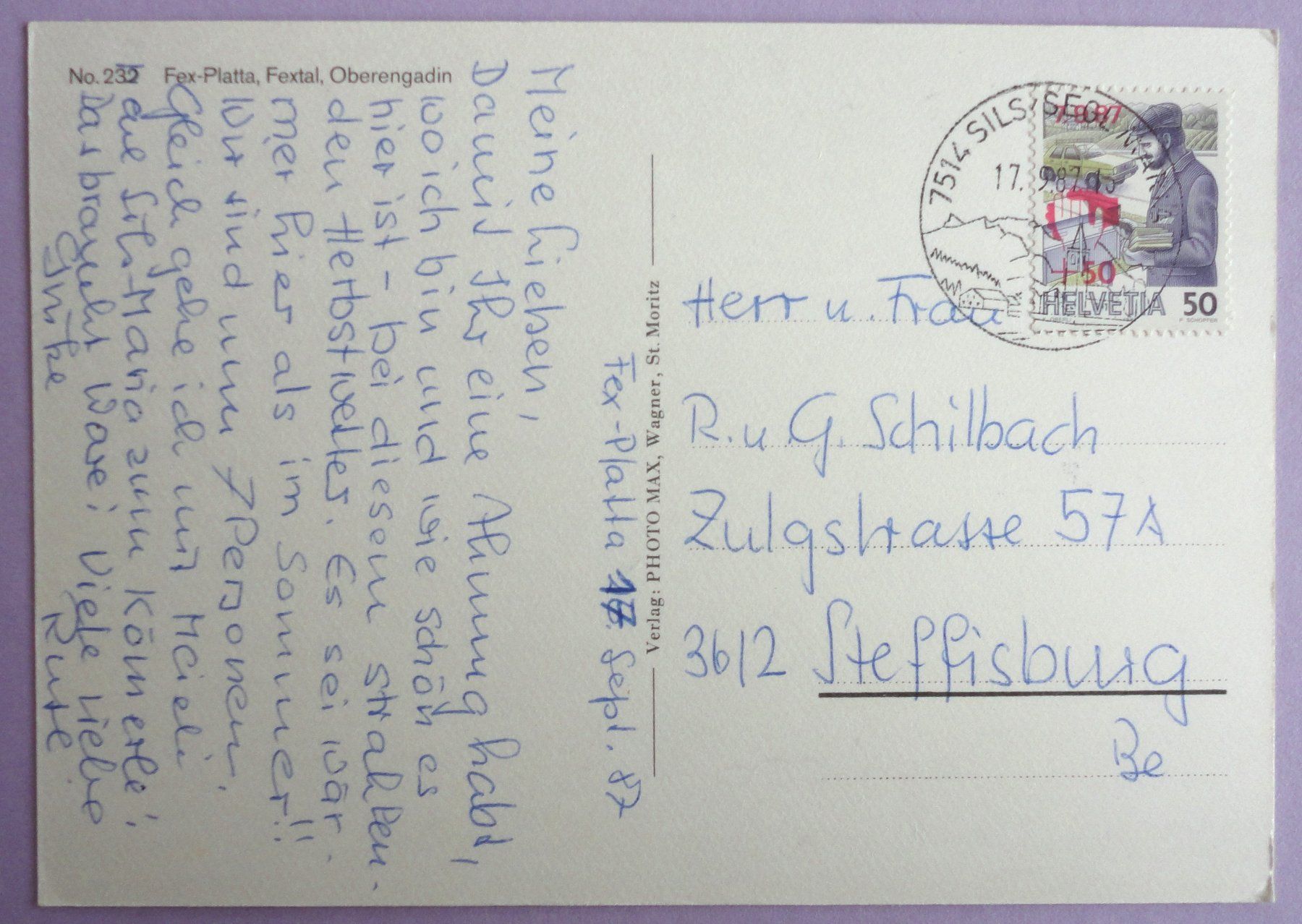 Cartoline postali: Fex-Platta, Fextal, Oberengadin – Usato da Fétigny venduto da Billy2miny 1