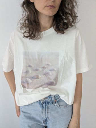 T-Shirt Weiss mit Print Grösse XL 100% Baumwolle neu