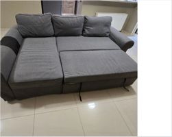 IKEA BACKABRO grey sofa-bed with chaise longue (ottoman)