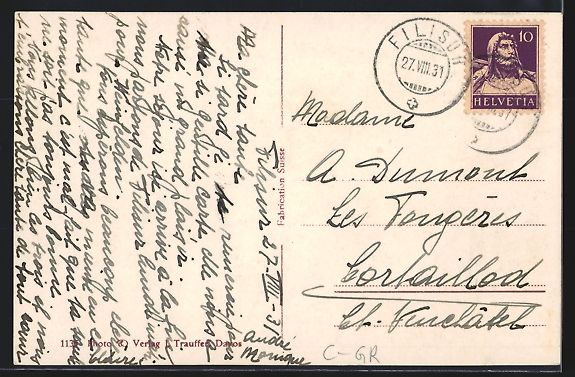 Cartoline postali: Filisur, Ortspanorama vom Berg aus geseh – Usato da Berlin venduto da bartko-reher 1