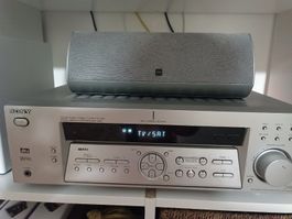 Sistema Home Cinema Sony con subwoofer e casse argento