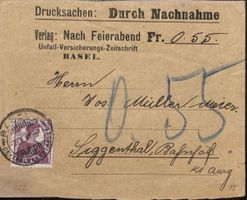Schweiz Nachnahme Drucksache Basel Beleg gelaufen