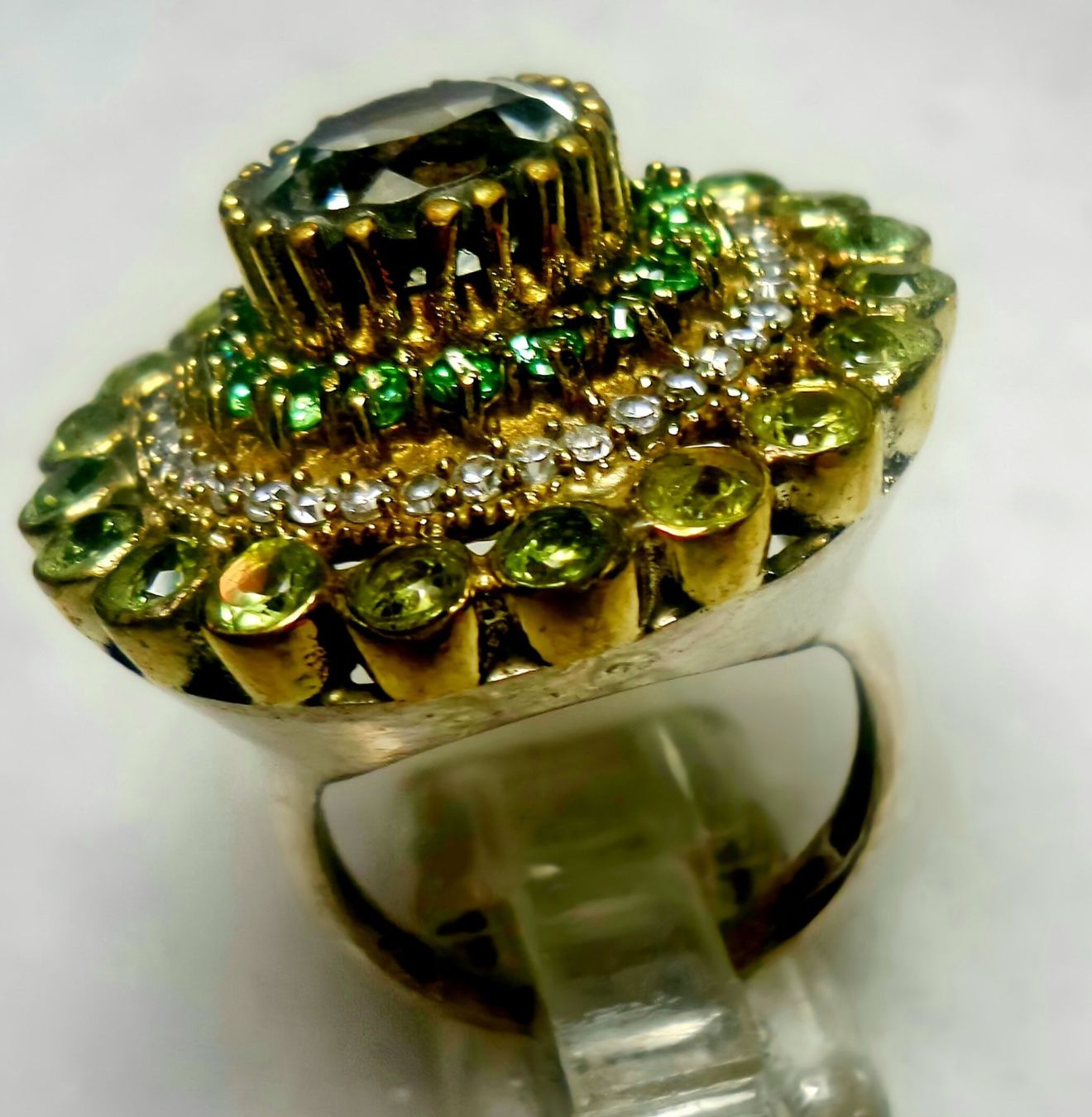 Anelli: Statement Ring, Silber 925, Rauchquarz und Peridot – Nuovo (secondo la descrizione) da Zürich venduto da adriben 1