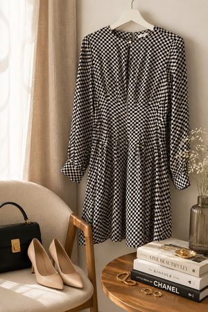 REISS Designer Dress EU 36 | Chic Monochrome Check Print