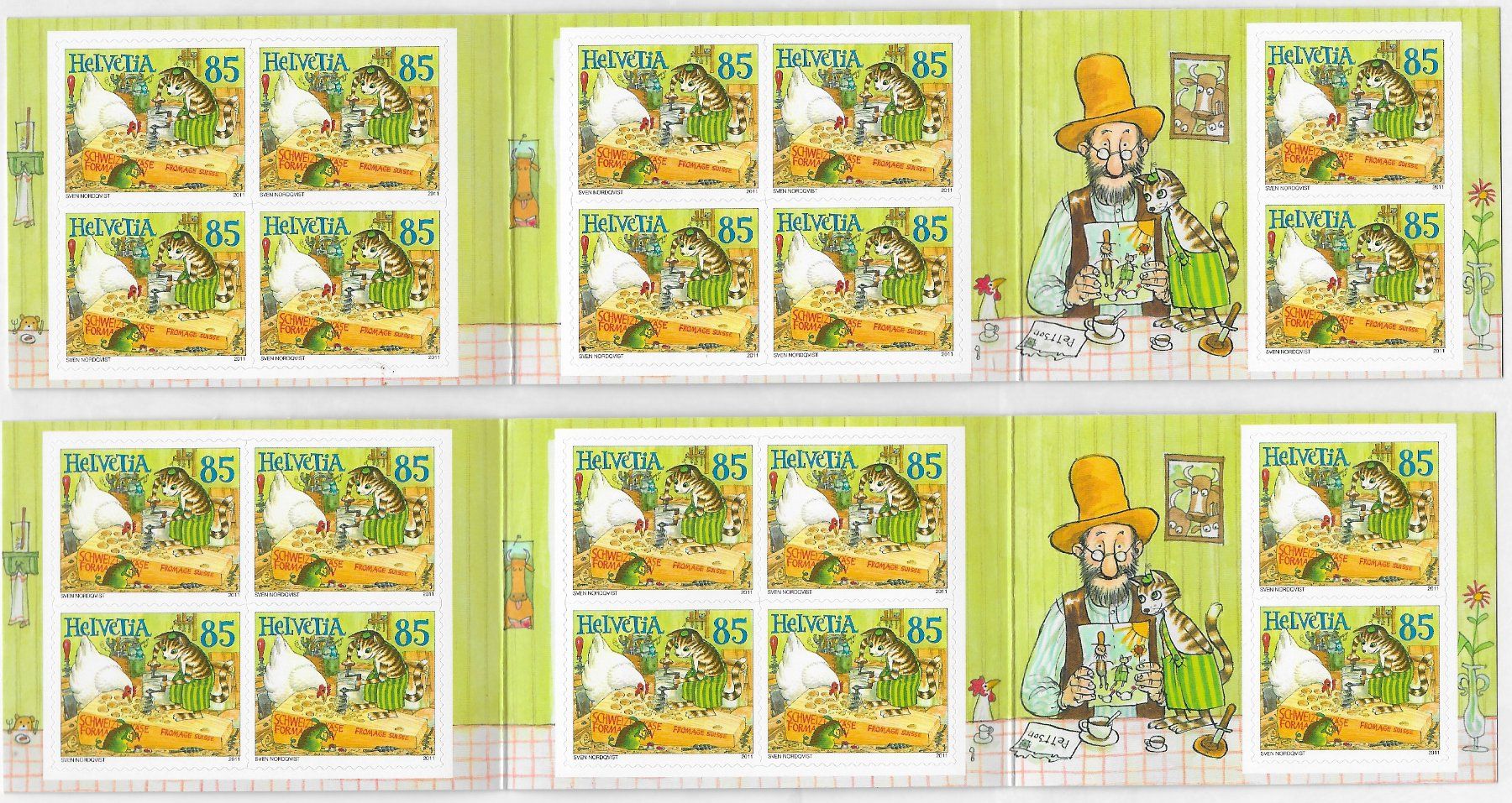 Alle Briefmarken: 2011: 2 x Pettersson & Findus Markenheftchen ** – Gebraucht aus Walperswil von Tcheidi
