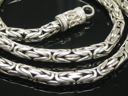 Königskette Silber massiv rund Tribal Muster / 47 cm