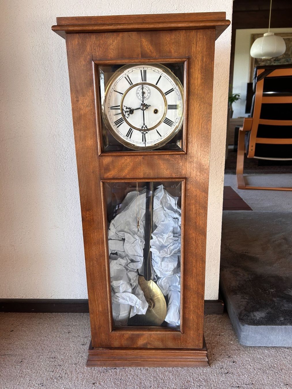 Antike Wanduhr Regulator Pendeluhr Nussbaum um 1925 (Gebraucht) in