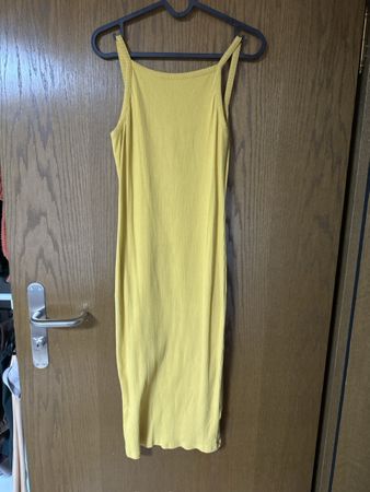 Sommerliches Ripp-Kleid in Senfgelb - Grösse M