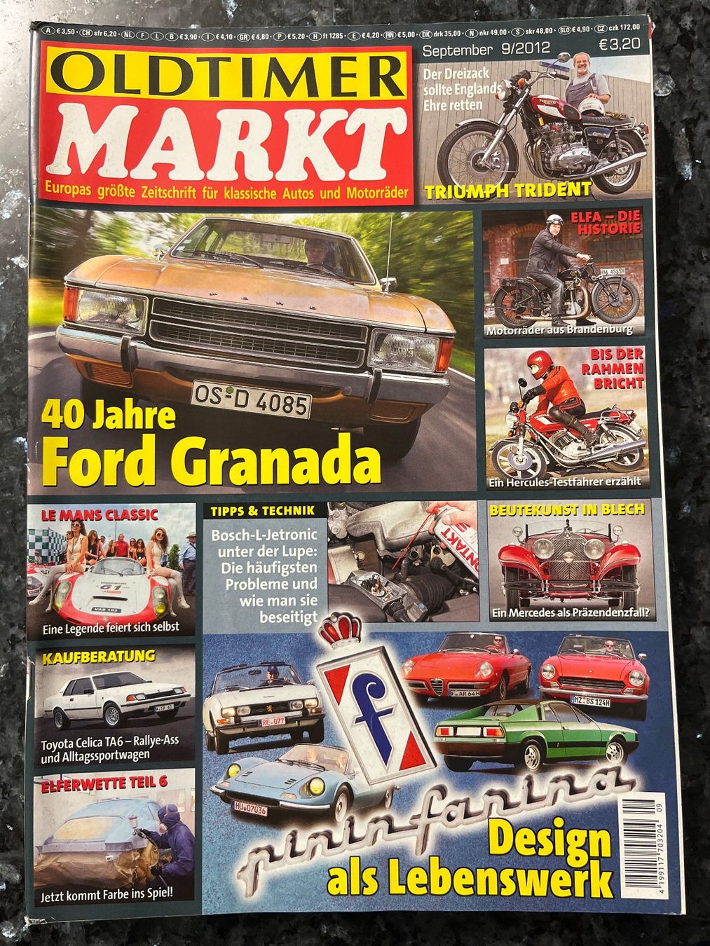 Riviste & Magazine: Oldtimer Markt Zeitschrift 9/2012 Ford Granada Pininfarina – Usato da Goldach venduto da SSRConzept