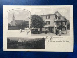 Gruss aus Neuheim Zug  Gasthof zum Ochsen AK belebt