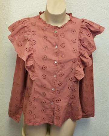 Zebra Damen Bluse Altrosa Lochstickerei XL 100% Baumwolle Bo