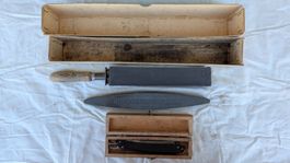 Antikes Rasiermesser Set mit Schleifstein und OVP Hellberg