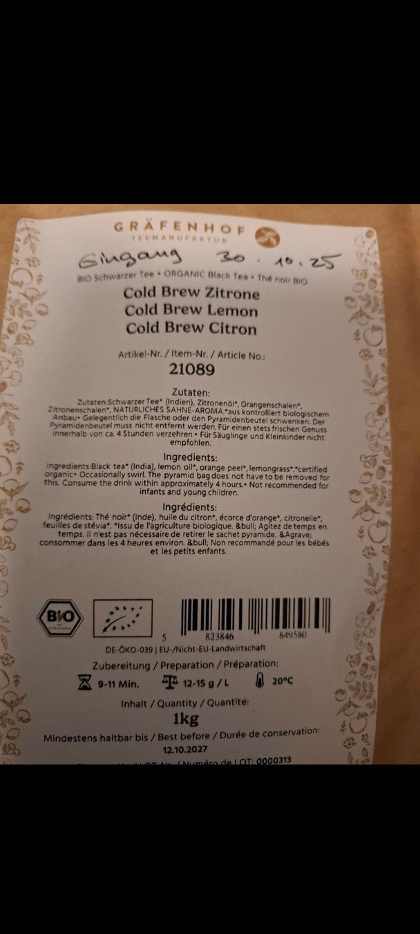 Cibi & Specialità: 1 Kilo Cold Brew Zitrone Tee - einfacher Tee Genuss - NEU – Nuovo e nell'imballaggio originale da Zürich venduto da Romstyle 1