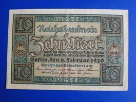 Reichsbanknote 10 Mark, Berlin 1920, Top Zustand!