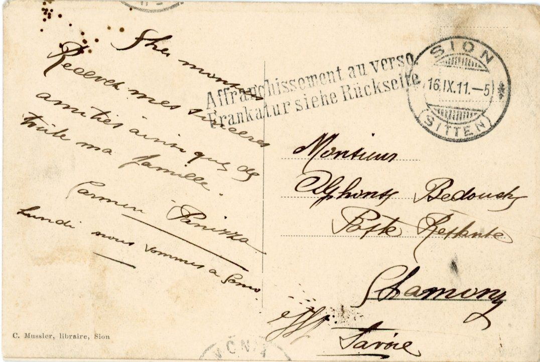 Cartoline postali: Sion  VS  -   Cathédrale de Valère      en 1911 – Usato da Brig venduto da Valcards54 1