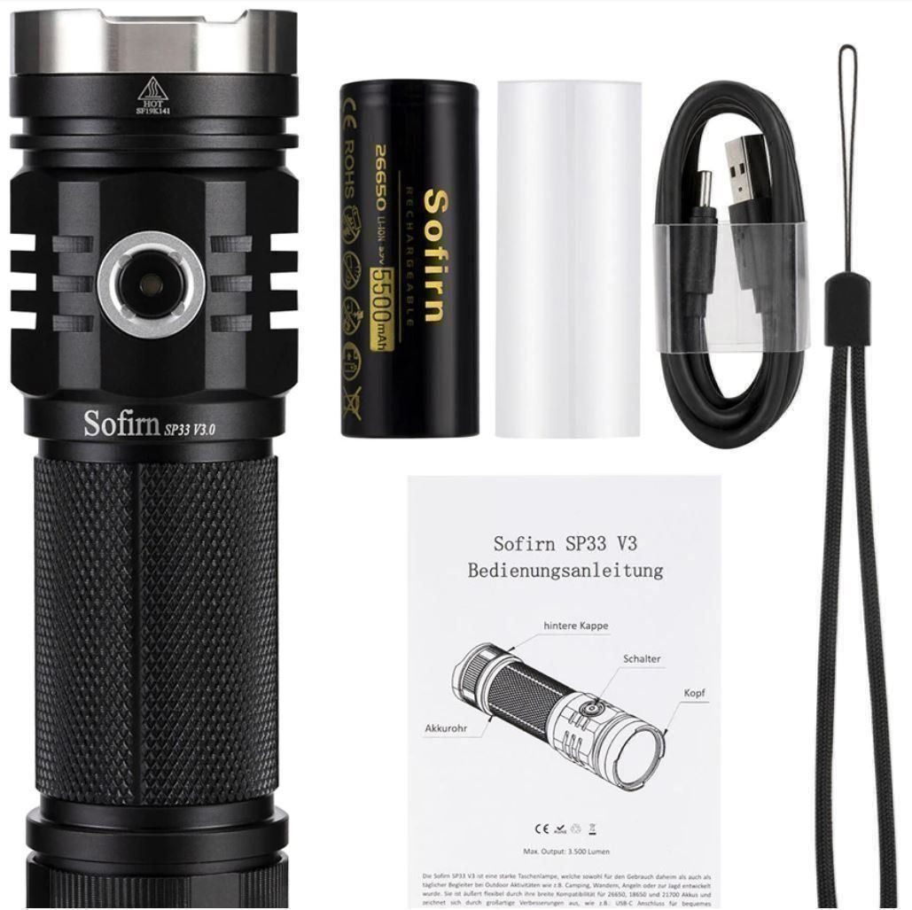 Lampade: Sofirn SP33 V3.0 Inkl. Akku, 3500 Lumen. 6000-6500k – Nuovo e nell'imballaggio originale da Arbon venduto da Helmuth 6