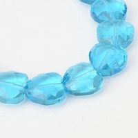 5 Herz Glas Luxus aqua facett. 16x16x8mm
