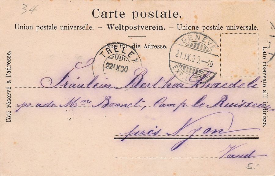 Cartoline postali: Genève, Parc Mon Repos, circulée 1900 – Usato da Frauenfeld venduto da POML 1
