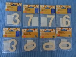 Holz-Zahlen 6cm hoch, Pappelholz NEU 8 Stück. Preis für alle