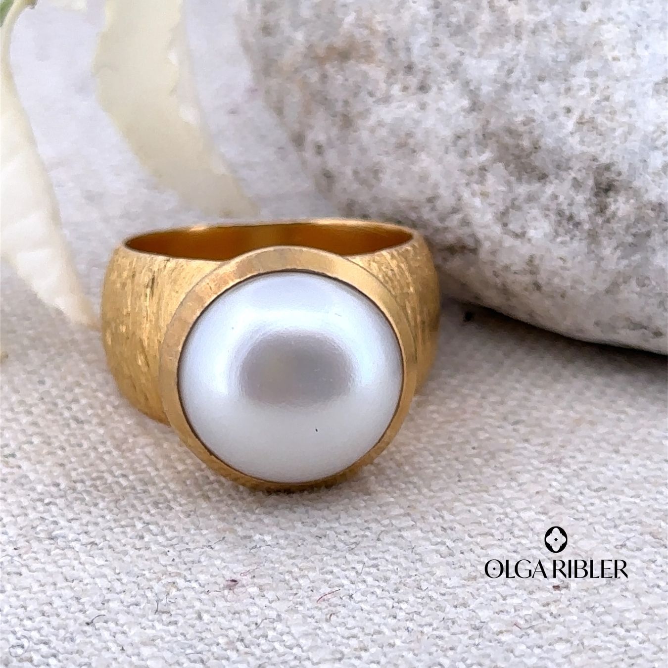Olga Ribler Anelli: Silberring vergoldet mit Perle, Gr.60 – Nuovo (secondo la descrizione) da Luzern venduto da MonikaS03 3