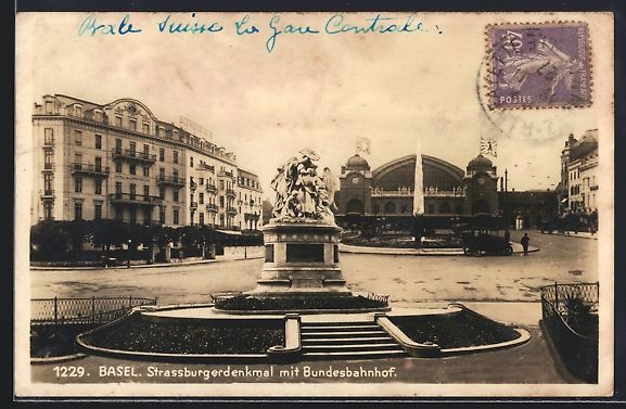 Ansichtskarten: Basel, Strassburger Denkmal mit Blick zu – Gebraucht aus Berlin von bartko-reher