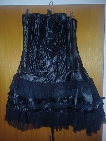 Corsage Kleid schwarz Satin Grösse XL 