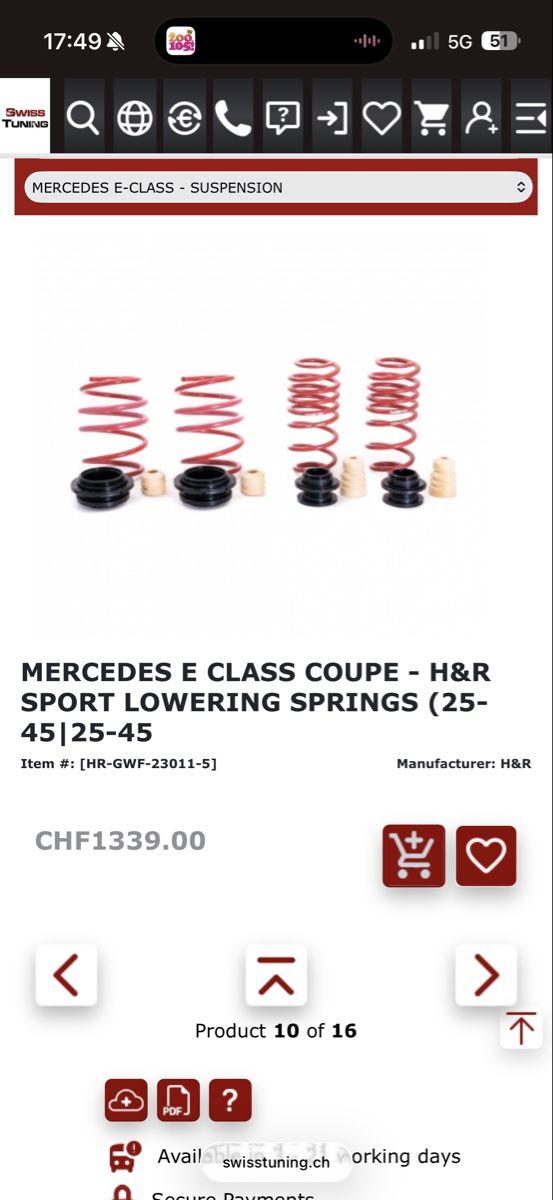 Mercedes-Benz Sonstiges Fahrzeugzubehör: H&R SPORT LOWERING SPRINGS  – Neu (gemäss Beschreibung) aus Oftringen von Adi-911