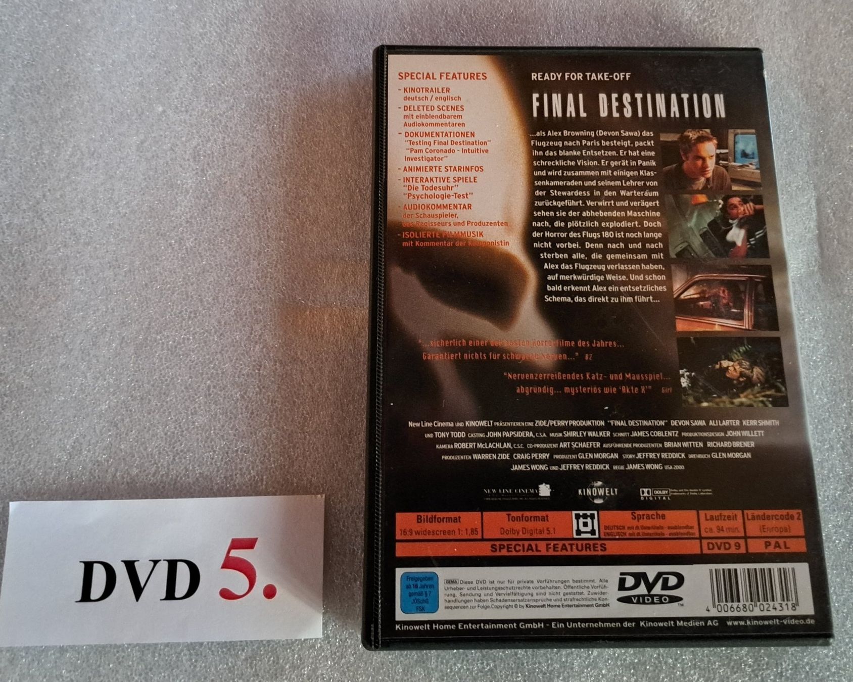 Alle DVDs: DVD - Nr. 5  "FINAL DESTINATION"  Ready For Take-Off – Neu (gemäss Beschreibung) aus Alpnach Dorf von harrys-vinyl-Cd-shop 1
