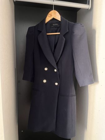 Zara abito blazer doppiopetto blu navy con bottoni gioiello
