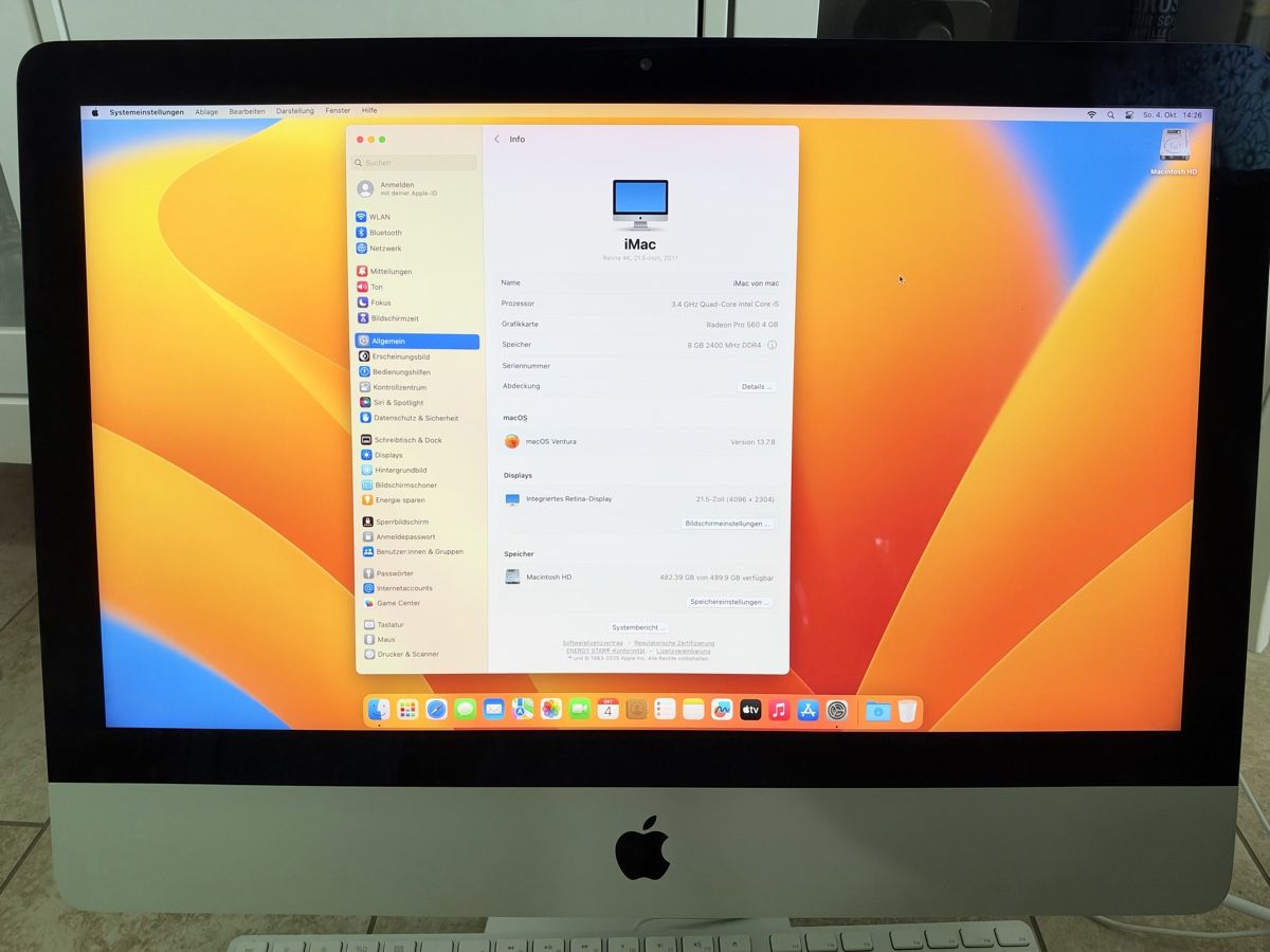 Apple PCs: Apple iMac 21.5" 2017 500GB SSD – Gebraucht aus Burgdorf von manusch02