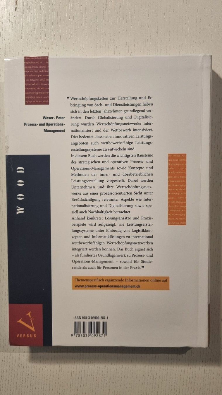 Bücher: Prozess- und Operations-Management von Waser/Peter – Gebraucht aus Jona von mauro.b 1