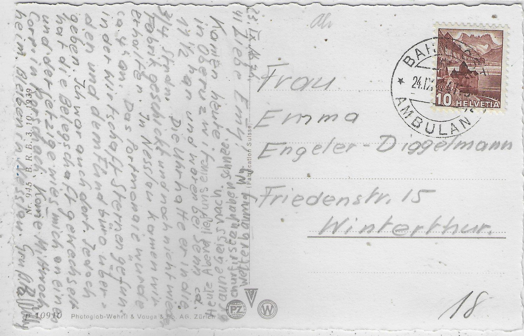 Cartoline postali: Nesslau mit Bahnhof und Churfirsten – Usato da Ettingen venduto da Kartenplanet 1